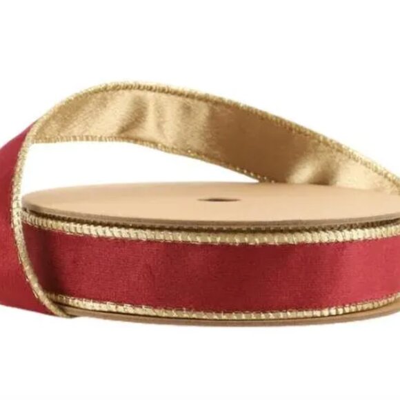 Reversible Classic Velvet Wired Ribbon Christmas Craft Supplies 10 Yard Roll - Picture 3 of 12